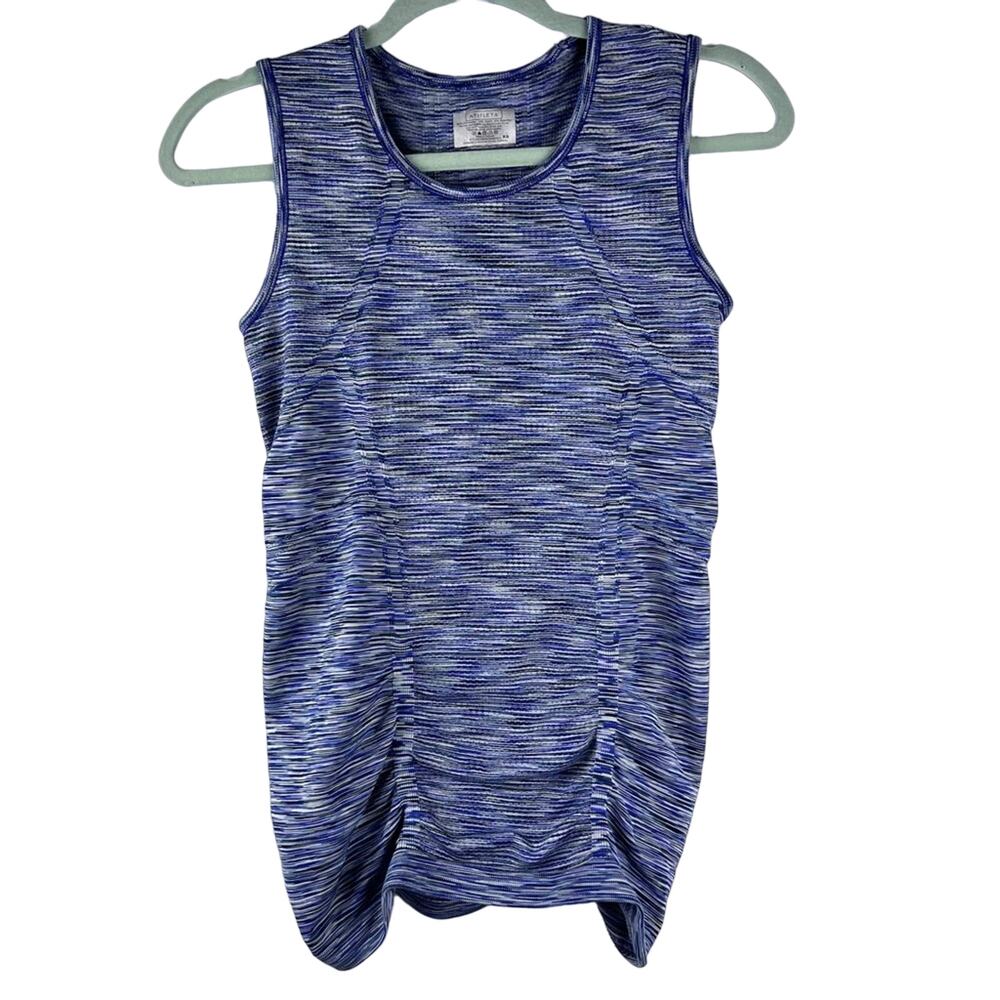 Athleta Breathe Blue Space Dye Ruched Tank Top XS - Picture 1 of 5